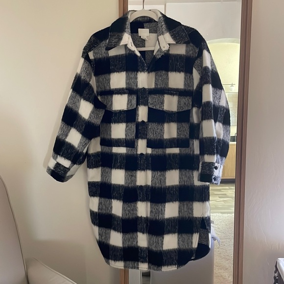 H&M Oversized Flannel Coat Shacket - Picture 1 of 9